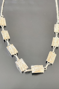 Antik, kézi készítésű ezüst nyaklánc-nyakék
