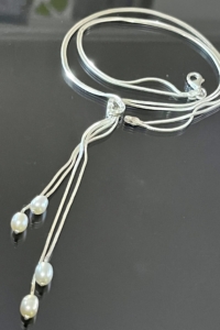 Gyönyörűséges ezüst nyaklánc-nyakék, tenyésztett gyöngyökkel