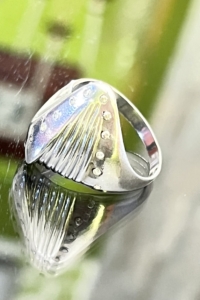 Különleges, Art-deco ezüst gyűrű, cirkónia kövekkel